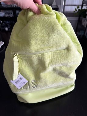 Brand new with tags BEIS Citron Green Terry Backpack Tote w/ detachable cooler
